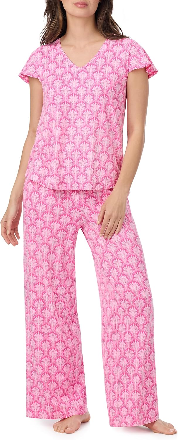 Tommy Bahama - Women's Pajama Set, Short Sleeve T Shirt with Cropped Pants for Sleep or Lounge