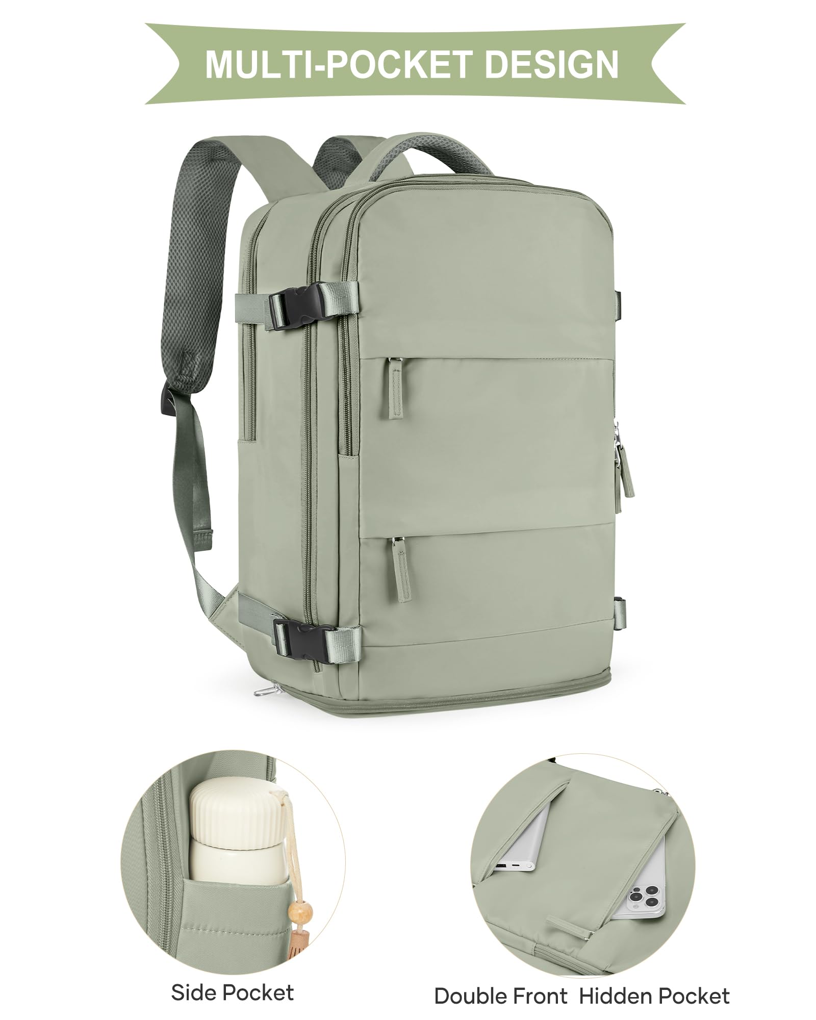 SZLX Zaino da viaggio grande con Sottovuoto da donna da escursionismo sportivo da esterno impermeabile da scuola casual laptop da 14 pollici con porta di ricarica USB scomparto per scarpe