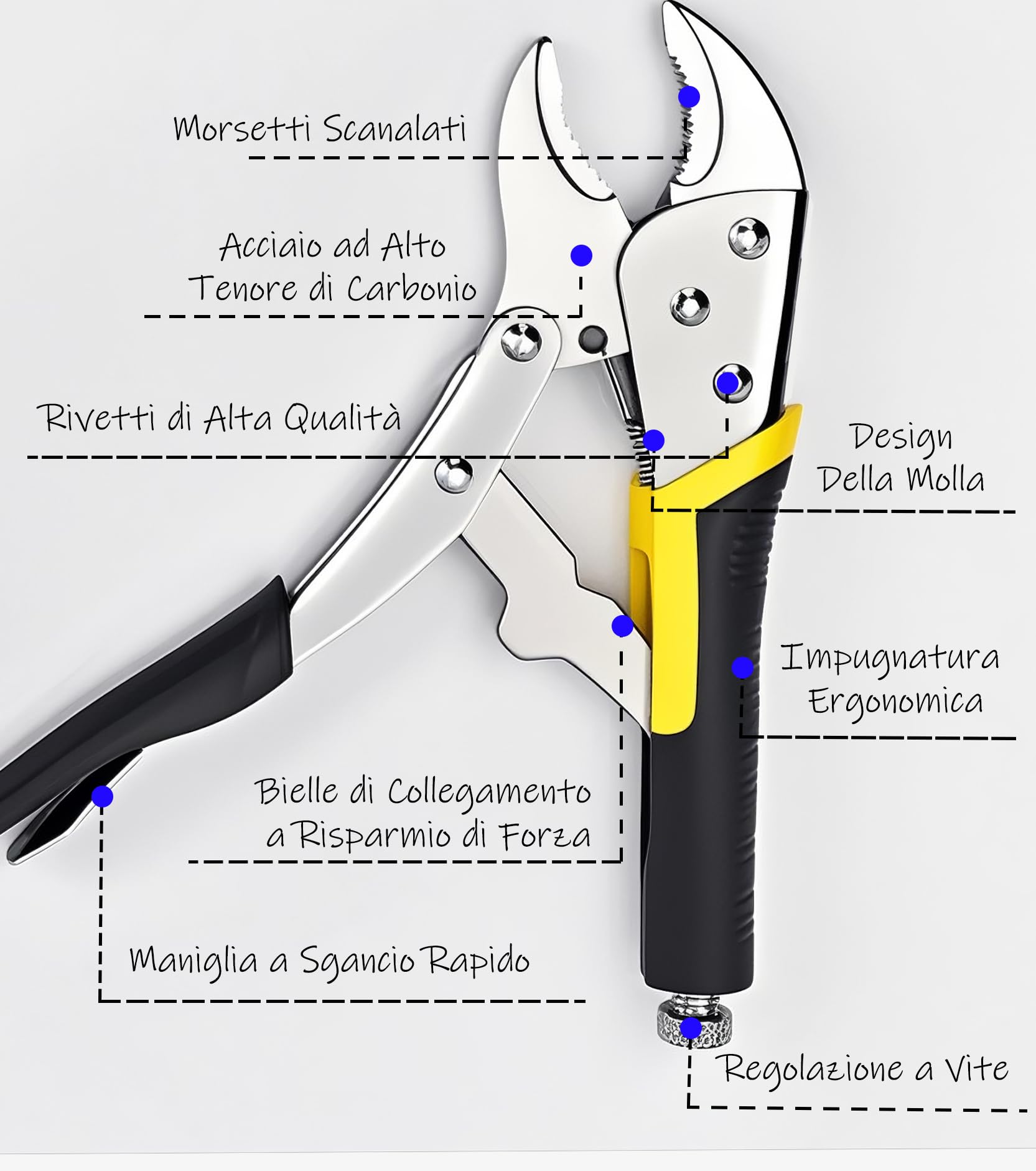 25cm di Pinza a Scatto,Molla Potente,Antiruggine,Operazione a Una Mano.
