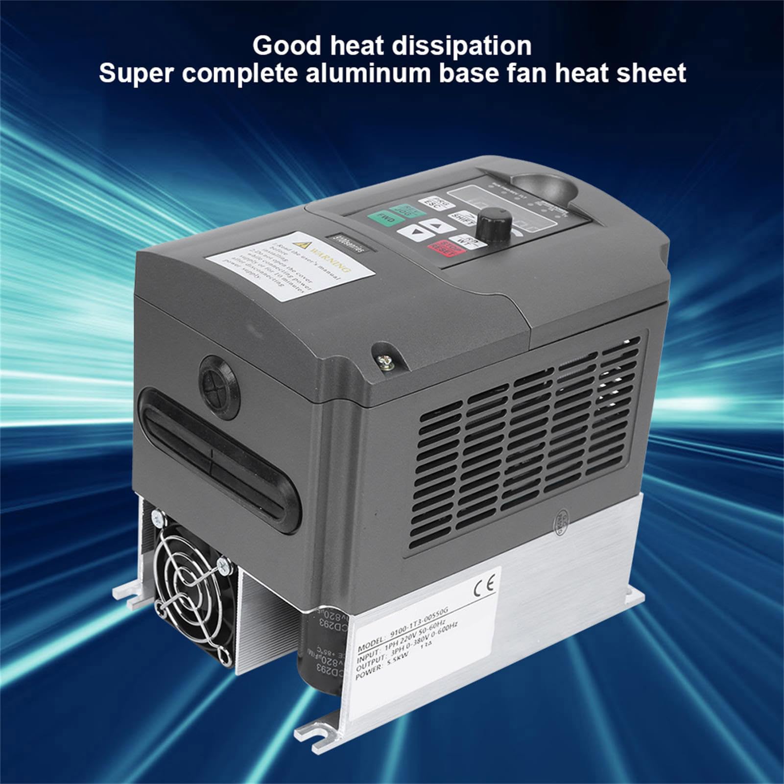 Variateur Fréquence 5.5kW Monophasé 220V vers Triphasé 380V VFD Onduleur Grande Torsion Contrôle Vectoriel pour Pompe Eau Broyeur Industriel