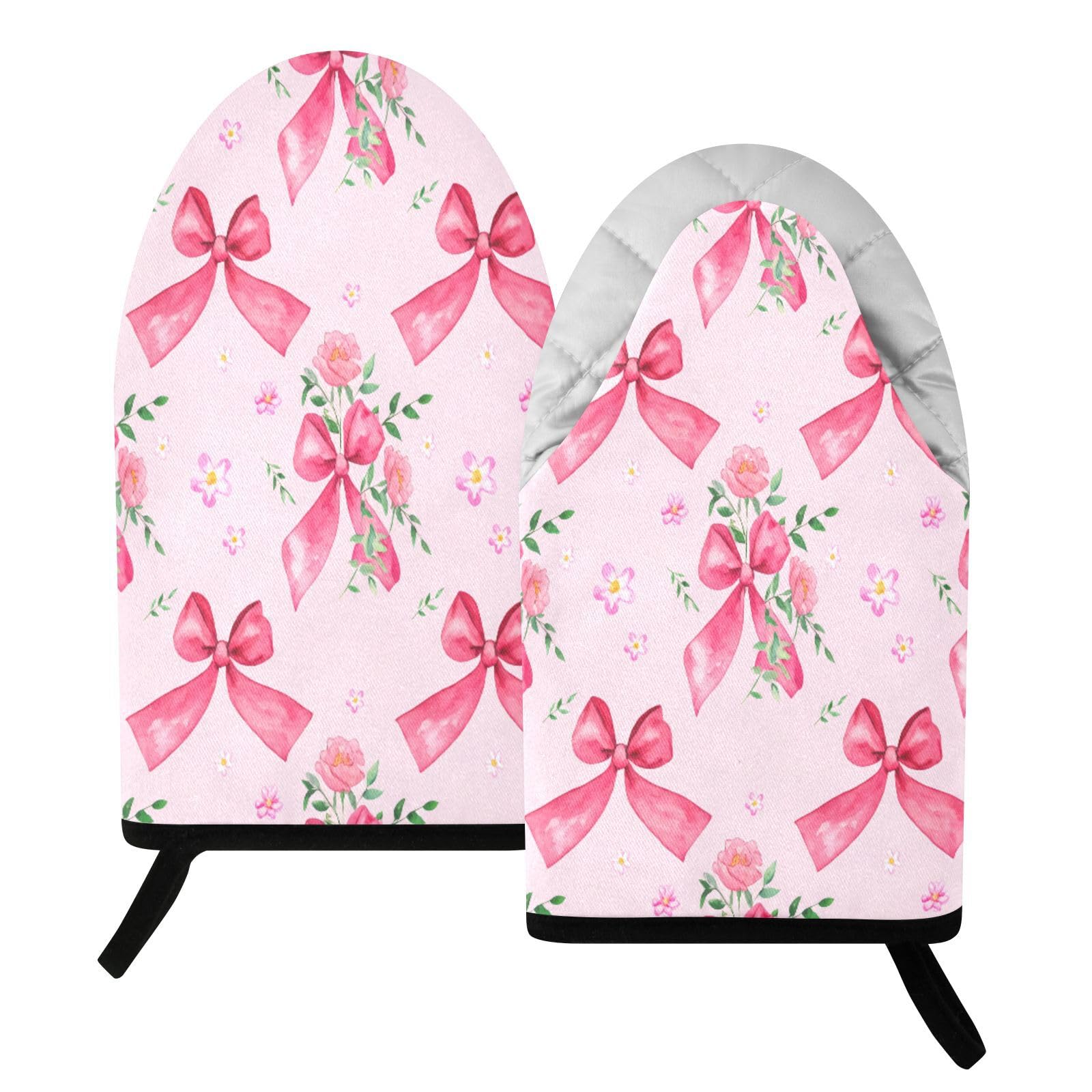 BURSTDDY Bows Oven Mitt,Heat Resistant Kitchen Mitts for Cooking