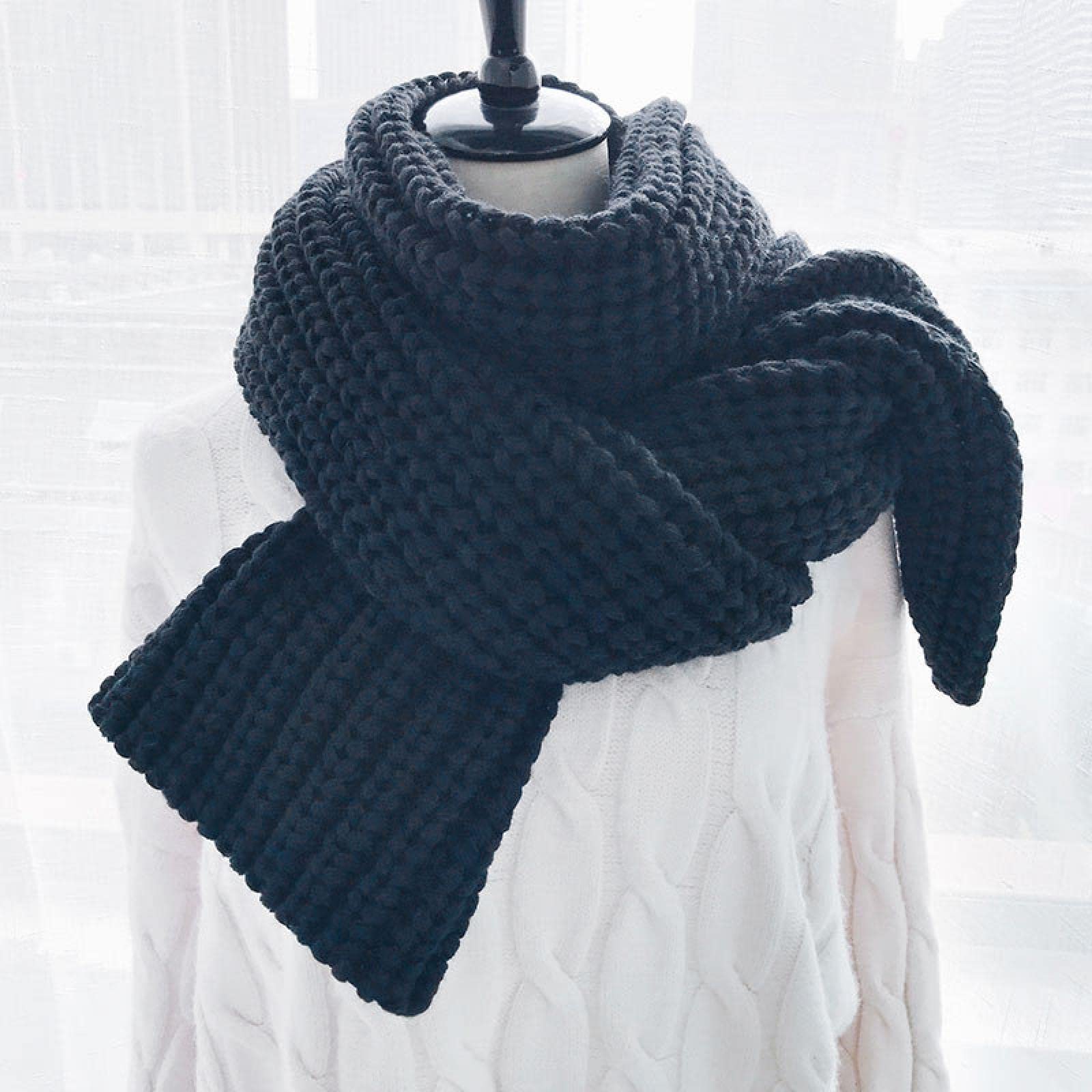 Damen Wollschal Winterschal Frauen Dicke Warme Einfarbig Strickschals Große Lange Schal Wraps