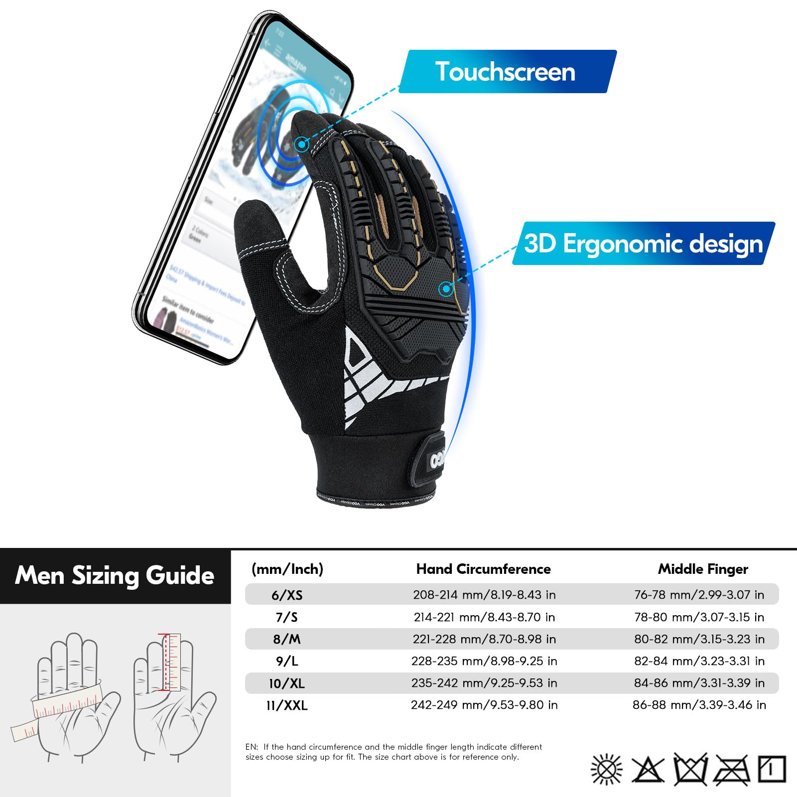 Vgo... Waterproof Thermal Gloves Touchscreen, Winter Work Gloves Men Cold Weather for Heavy Duty Freezer Moto Warehouse Driver Anti impact&vibration Safety Gloves, 1 pair — view 6