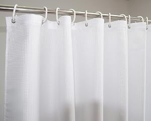 YISURE White Waffle Short Shower Curtain Fabric 70x65 for Bathroom | Polyester Shorter Length Shower Curtain Washable with Metal Grommets, Width 70 x Height 65inch