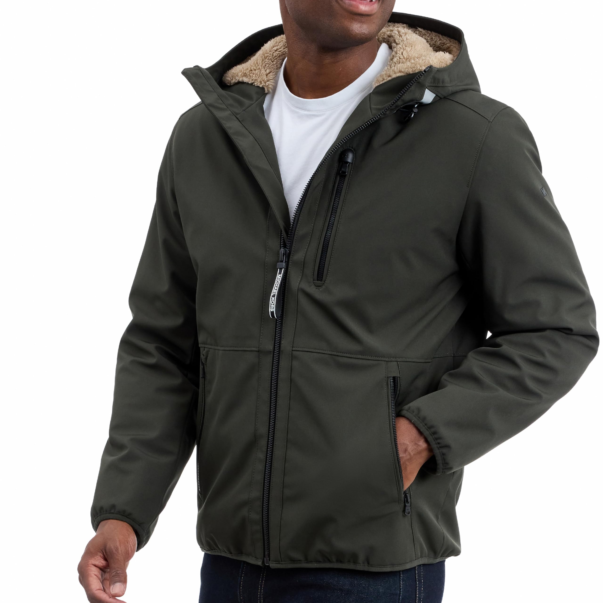 Men's Softshell Jacket With Faux Sherpa Lining, Wind and Water Resistant Jackets for Men