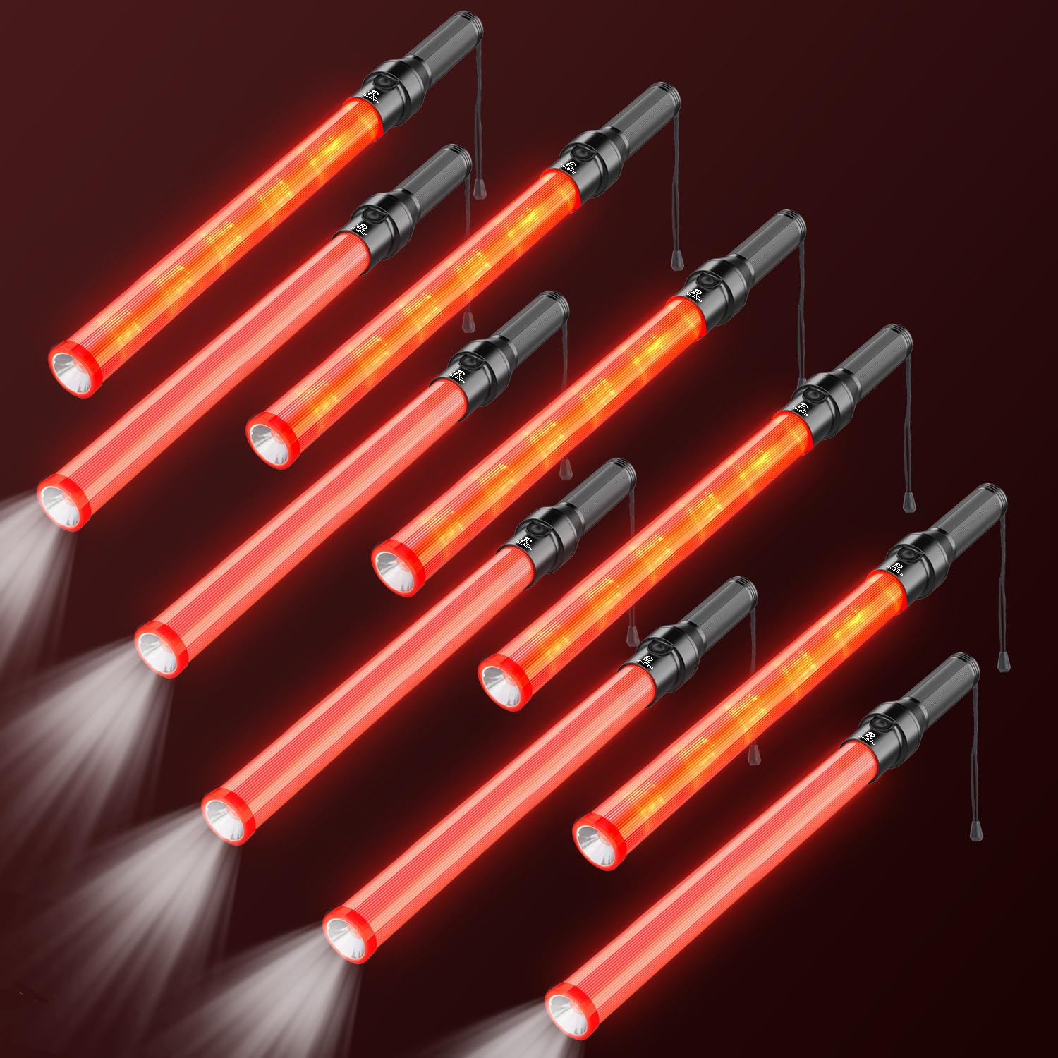 RoadHero 21 Inch LED Traffic Wand with 3 Flashing Modes, 10 Pack