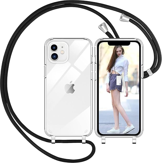 Funda de Silicona con Correa Ajustable para iPhone 12 y 12 Pro, Azul Glaciar