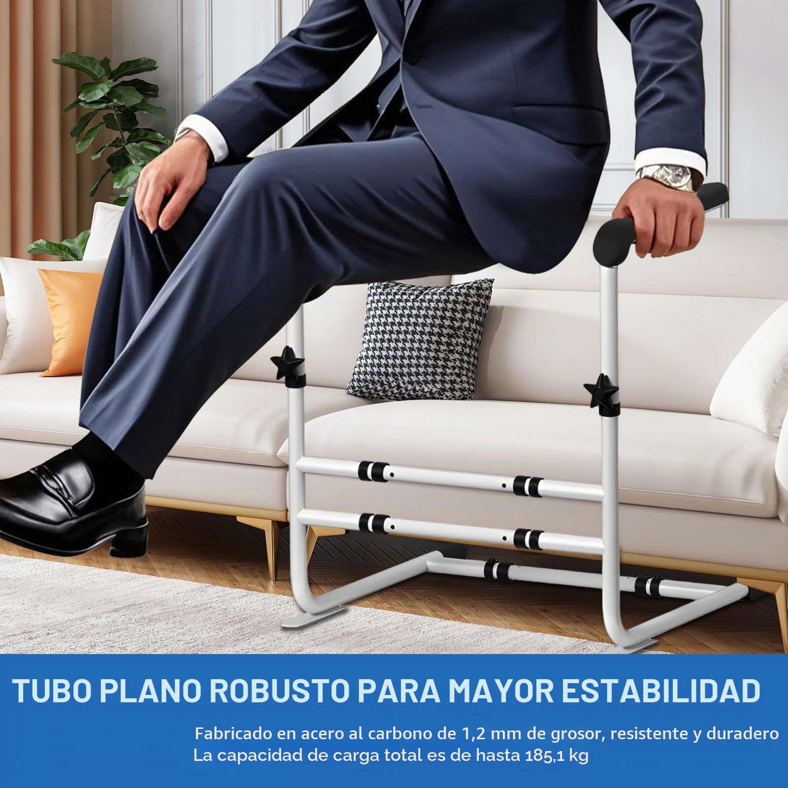 JAOGAUS Ayuda para levantarse de la silla de sofá para personas mayores | Elevador de sofá con 6 alturas ajustables, ancho ajustable, mango de seguridad para pacientes, discapacitados