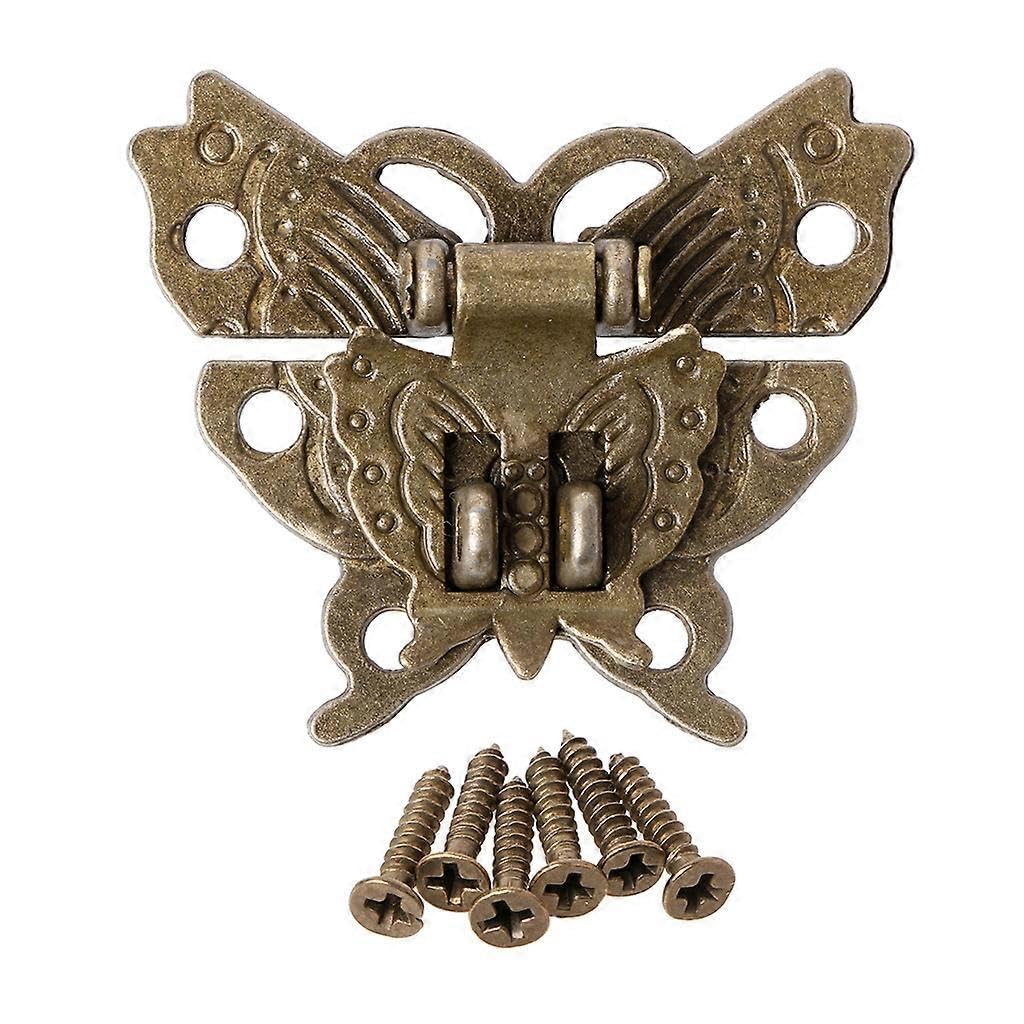 Joyhappst Image Color Butterfly Antique Bronze Hasp Latch Wooden Box Mini Cabinet Buckle Locks 45X37mm