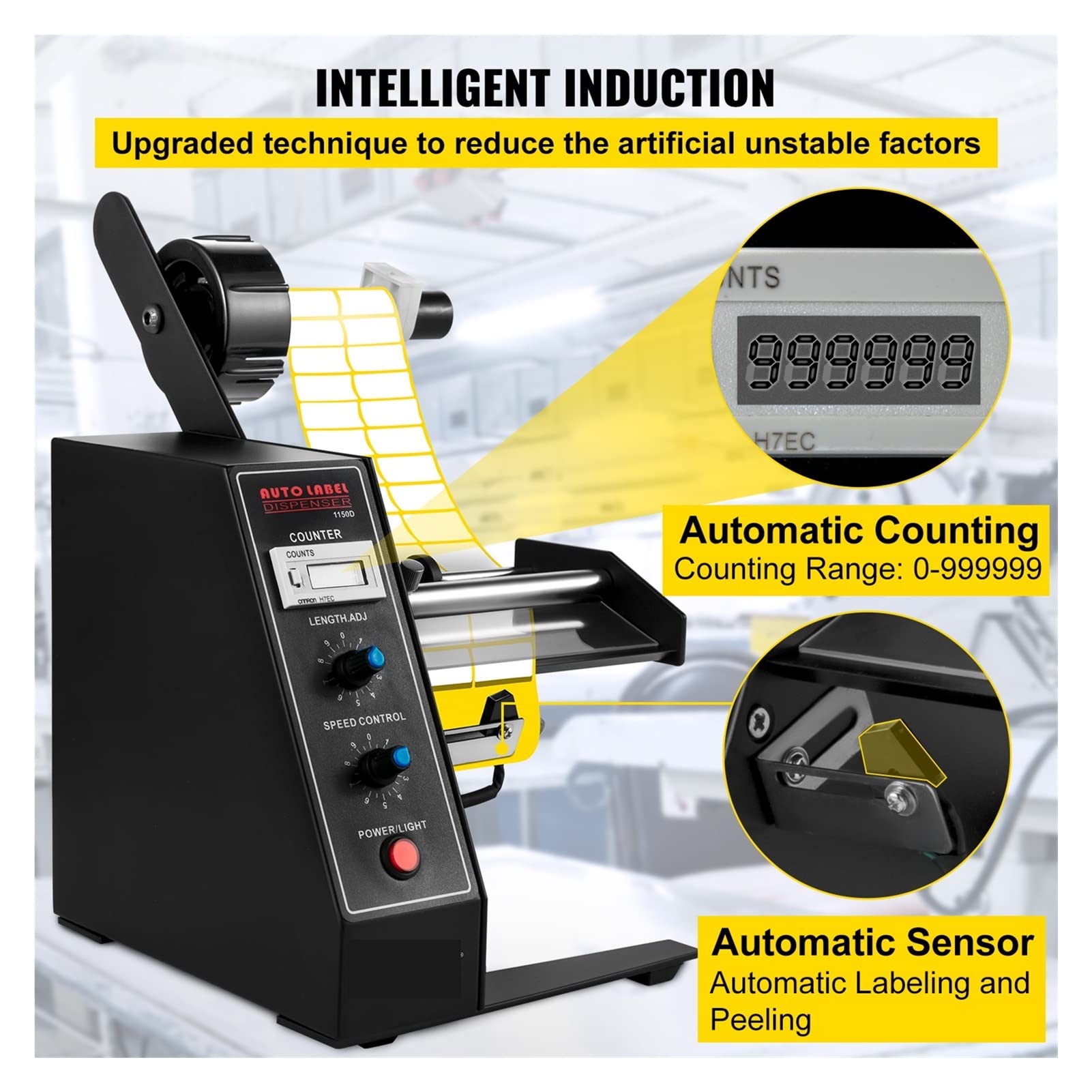 Automatisches Etikettenspendergerät 140 mm Al-1150d Tragbarer Etikett Applicator Aufkleber, der die Automatik -Etikett -Strippmaschine trennt Für Anfänger und Heimwerker