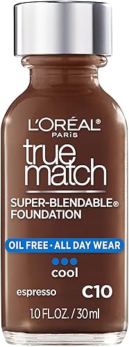 L'Oreal Paris Makeup True Match - Base líquida supermezclable, color café expreso C10, 1onza líquida, 1 unidad
