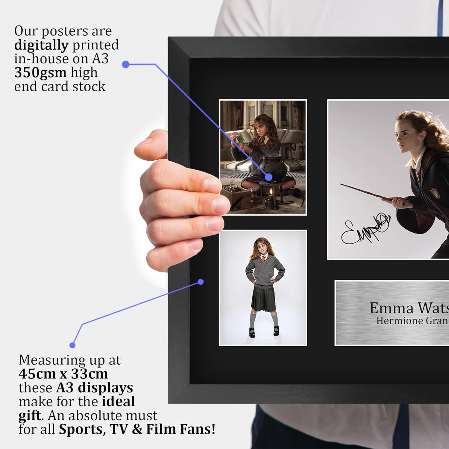 HWC Trading Emma Watson Harry Potter Hermione Granger 16 x 12 inch (A3) Printed Gifts Signed Autograph Picture Display for Movie Memorabilia Fans - 16" x 12" Framed
