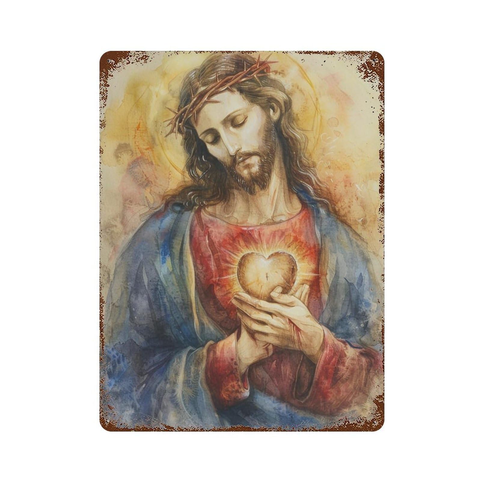 YHGERTKU Colorful Impasto Virgin Mary 03 Wall Art Retro Iron Vintage Metal Tin Sign Poster Modern Decor for Living Rooms Gift 40x30cm