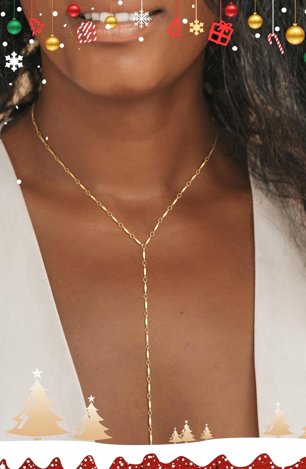 Layered Silver Necklace for Women, Dainty Silver/Gold Plated Long Necklaces for Women Trendy Lariat Y Shaped Cubic Zirconia Pendant Necklaces Fashion Jewelry for Women Gift - Image 2