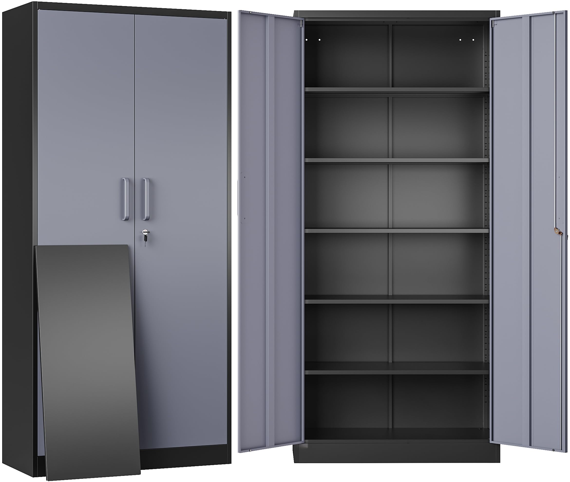 SISESOL Storage Cabinet with Doors and Shelves,71" Metal Storage Cabinet with Lock,5 Adjustable Shelf, Steel Lockers for Home Office,School,Shop,