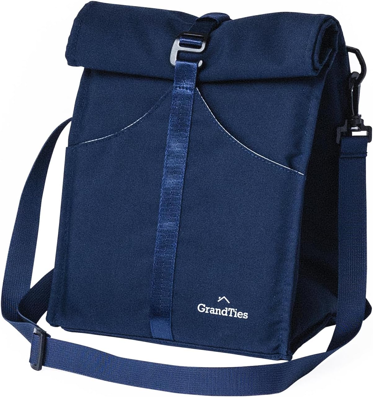 GRANDTIES Insulated Lunch Bag for Women, Men, Adult - Rolltop Leak Proof Meal Prep Lunch Box Containers, Reusable Snack Bags, Travel Cooler, Small Soft Cooler Bag, Fold Top Sandwich Bags, Blue