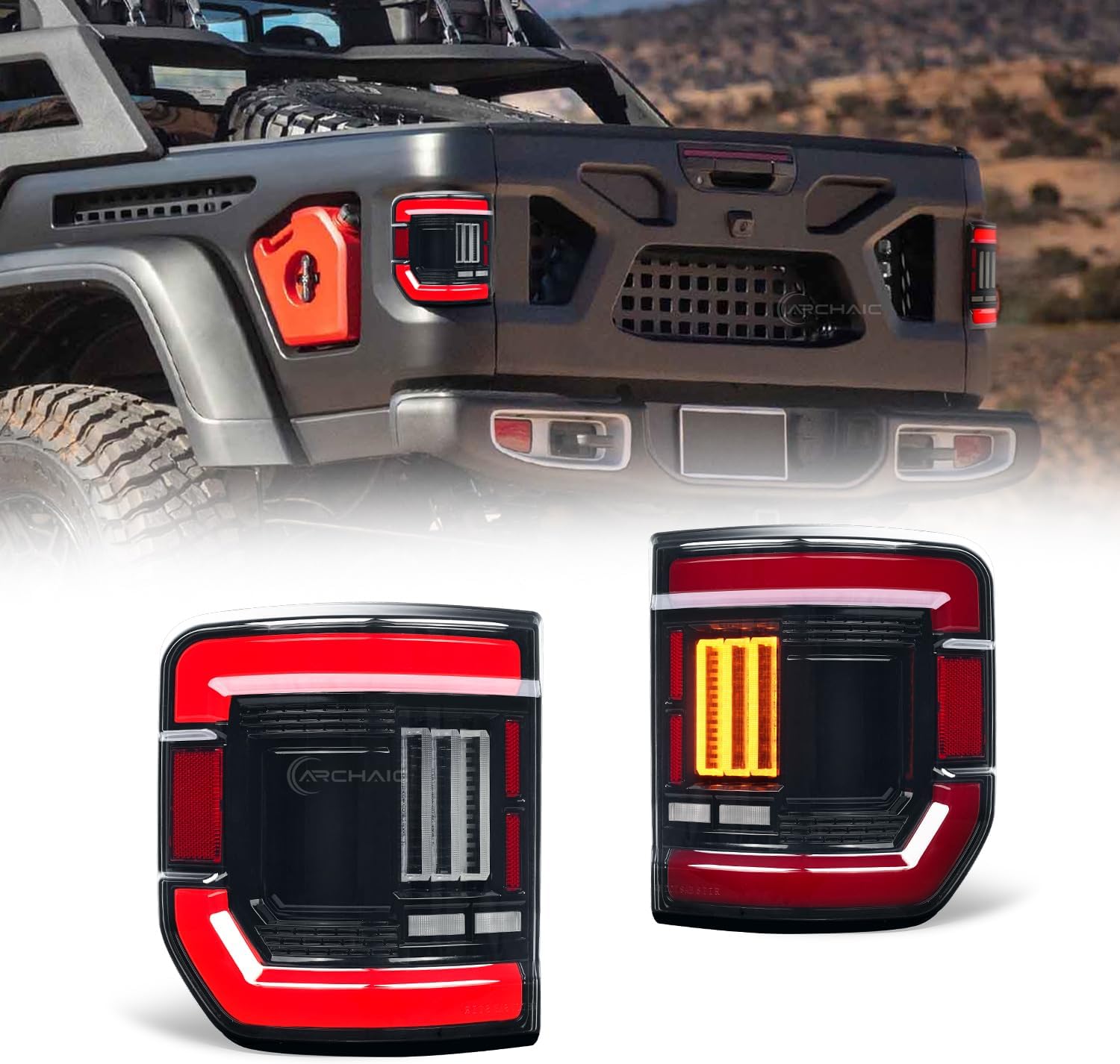 LED Tail Lights Compatible with 2019-2025 JEEP Gladiator JT w/Start Up Animation&Sequential Turn Signal
