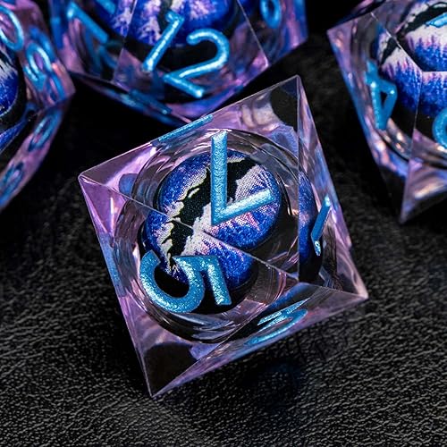 Miniatura 6 de ORIFANTOU Juego de dados poliédricos DND dados de ojo de dragón juego de rol