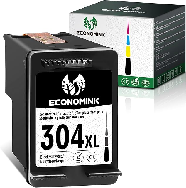 Economink 304XL Ink Cartridge Remanufactured for HP 304 Black Ink Cartridge, Printer Ink 304 for DeskJet 2630 2600 2632 3760 2620 2622 3762 3720 3750 2633, for Envy 5010 5030 5055 5020 Printers