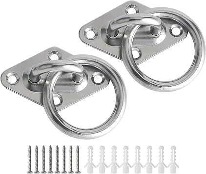 2PCS Pad Eye Plate Suspension Ceiling Hooks, Stainless Steel Eye Hooks