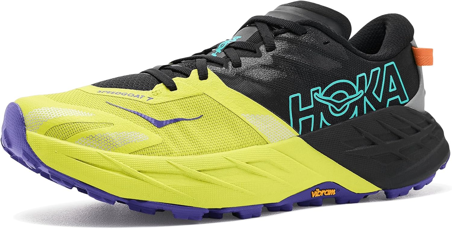 Amazon | HOKA メンズ Speedgoat 7, Black/Hoka Citrus。, 12.5 | 陸上競技