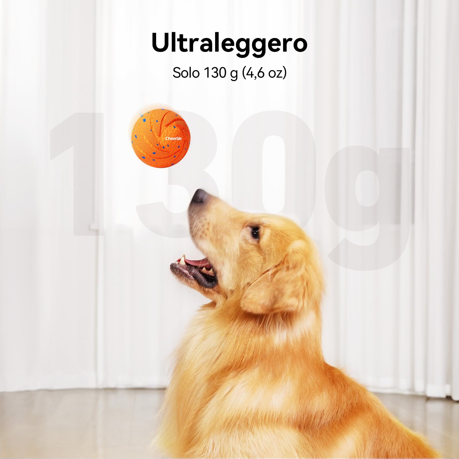 Cheerble Palla Interattiva per Cani - Wicked Ball Air Self Moving Dog Ball con 3 Modalità Interattive, Giocattolo Intelligente per Cani, Regalo di Compleanno con Luci a LED, Arancione