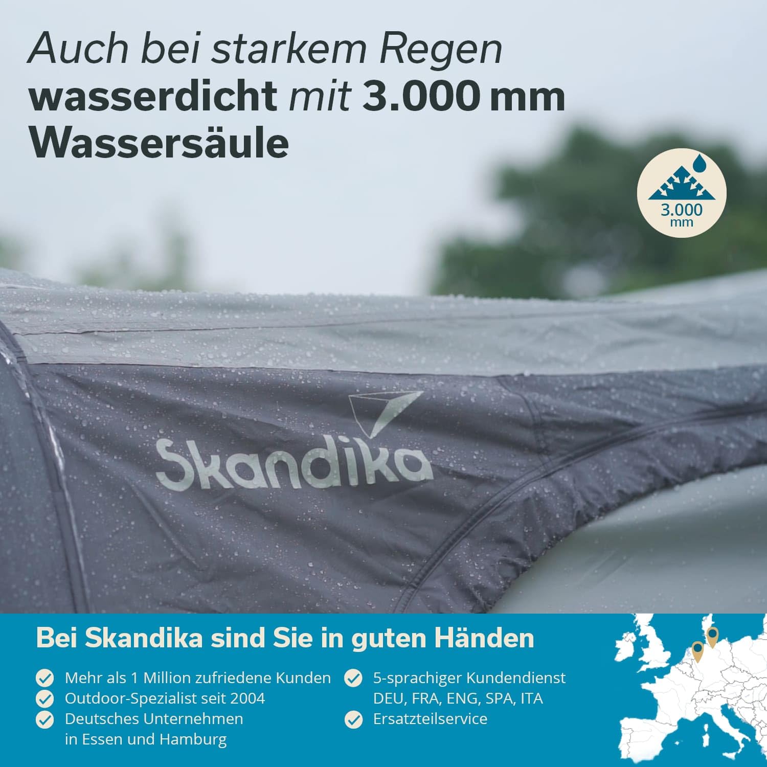 Skandika namiot przedsionkowy Vika Air Van 260, nadmuchiwany baldachim ze ścianą boczną, plandeką, dachem przeciwsłonecznym UV 50+, słup wody 3000 mm, do przyczep kempingowych, kamperów, autobusów