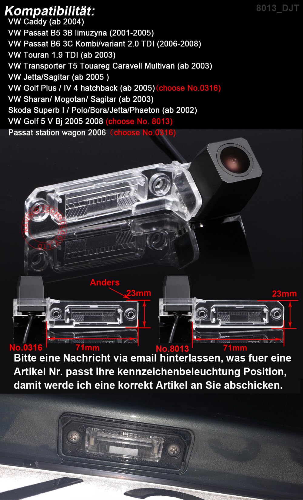Auto Rückfahrkamera Replacement for Replacement for Skoda VW EOS Golf New Beetle Cabriolet Passat CC Phaeton Polo Scirocco Amarok Crafter Kasten Bora Citroen Peugeot Porsche 911 991 Cayman Cayenne
