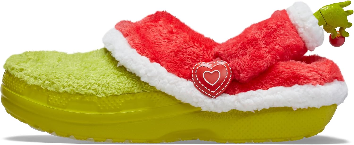 Crocs Unisex-Adult Classic The Grinch Lined Clogs, Fuzzy Holiday Slippers