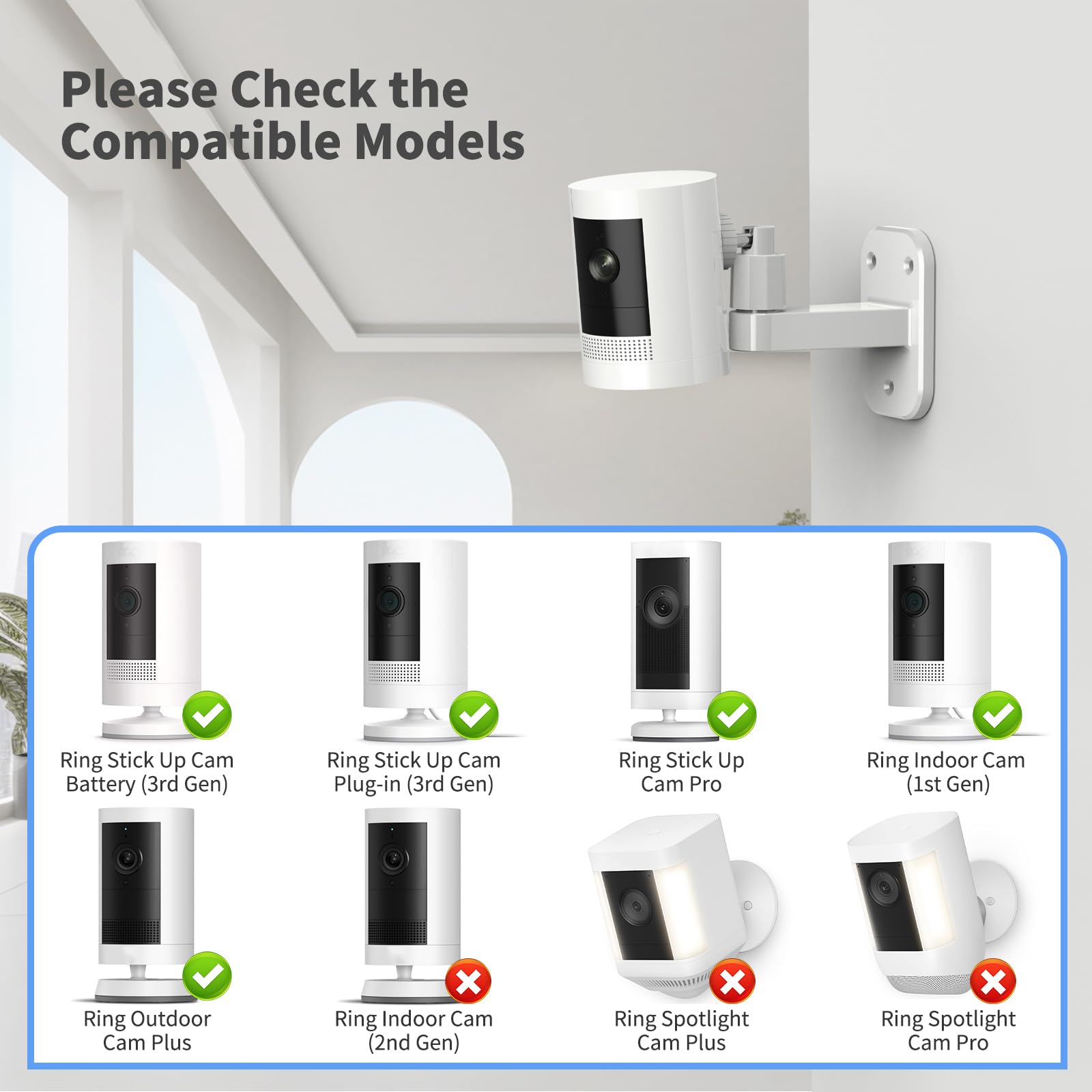 Amazon.com : 2 Pack Ring Camera Mount: 360 Degree Adjustable Wall