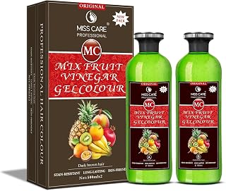Original MC Mix Fruit Vinegar Gel Colour (Dark Brown) - 1000 ml, Ammonia Free Hair Dye for Men and Women, Smooth Application