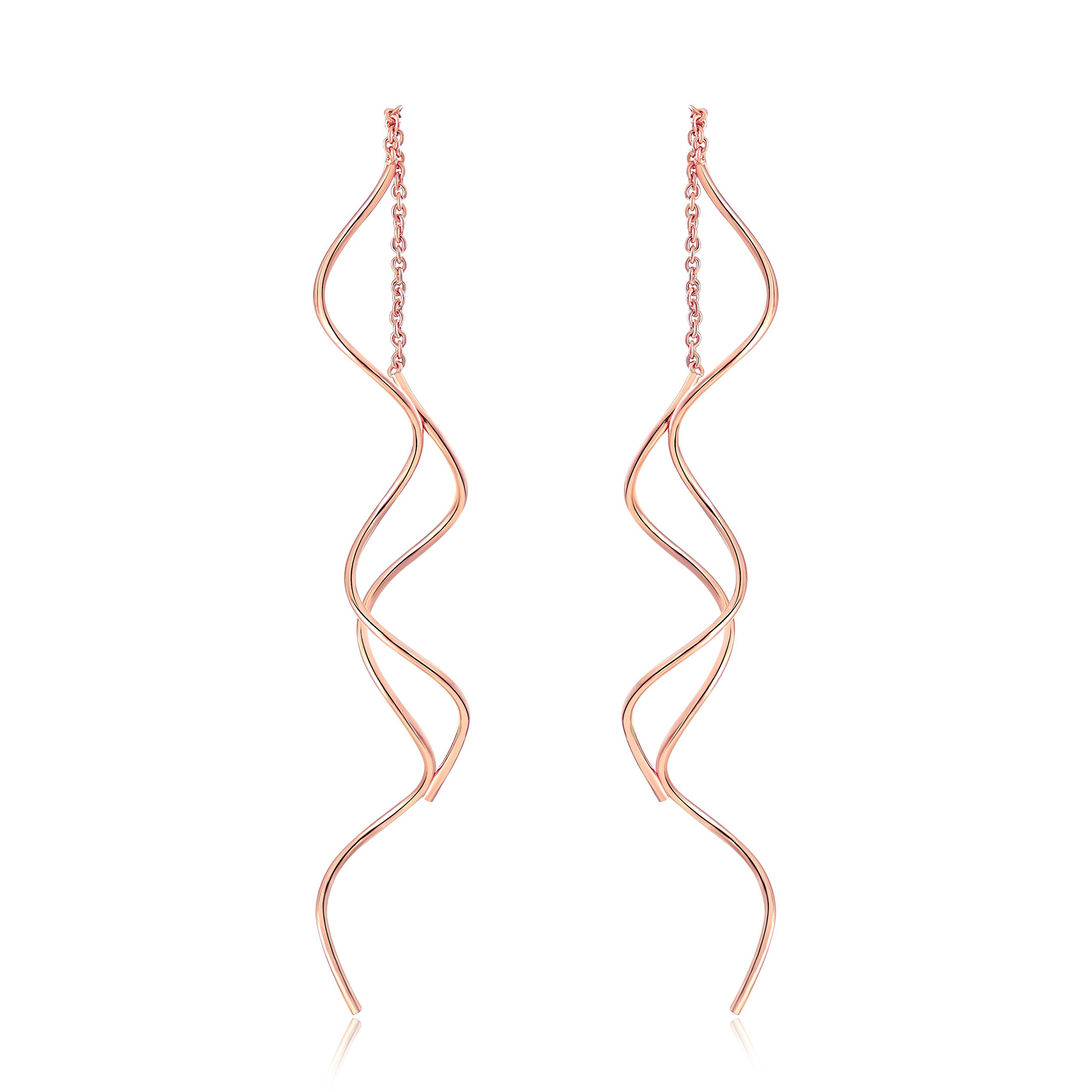 Acefeel Fresh Style Exquisite Threader Dangle Earrings Curve Twist Shape for Women's Gift E158