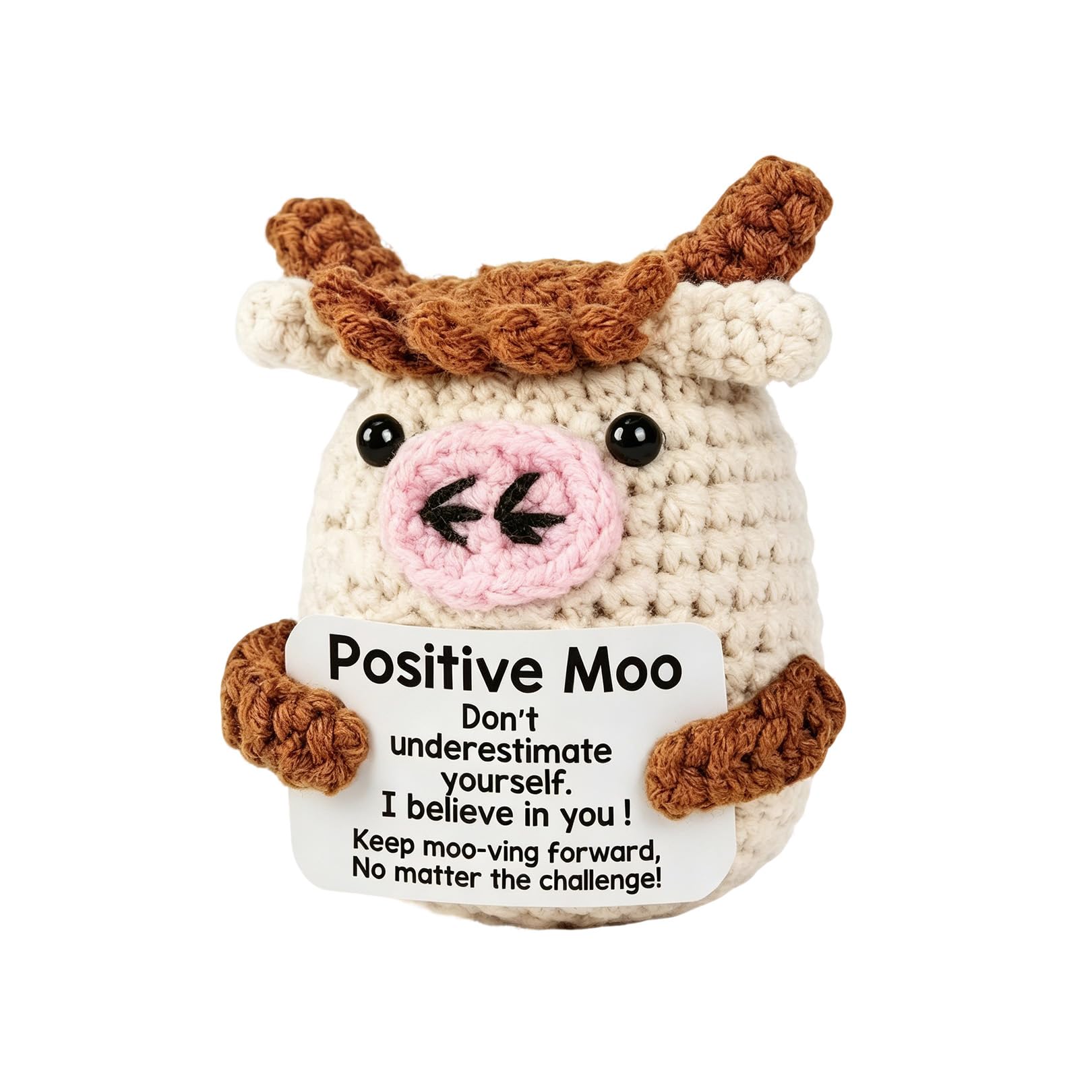 Oberlyn Positive Cow Gifts,Exam Good Luck Gifts,Emotional Support Gift,Funny Positive Crochet Animals,Exams Graduation Knitted Lucky Cow for Adults Women Men Girlfriend Boyfriend Him Her