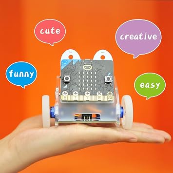ELECFREAKS Micro Bit Ring: Bit Car Kit BBC Micro:bit Car DIY Programmable Kit Makecode Project Micro:bit Coding Starter Kit with Wiki Tutorial Micro:No Bits