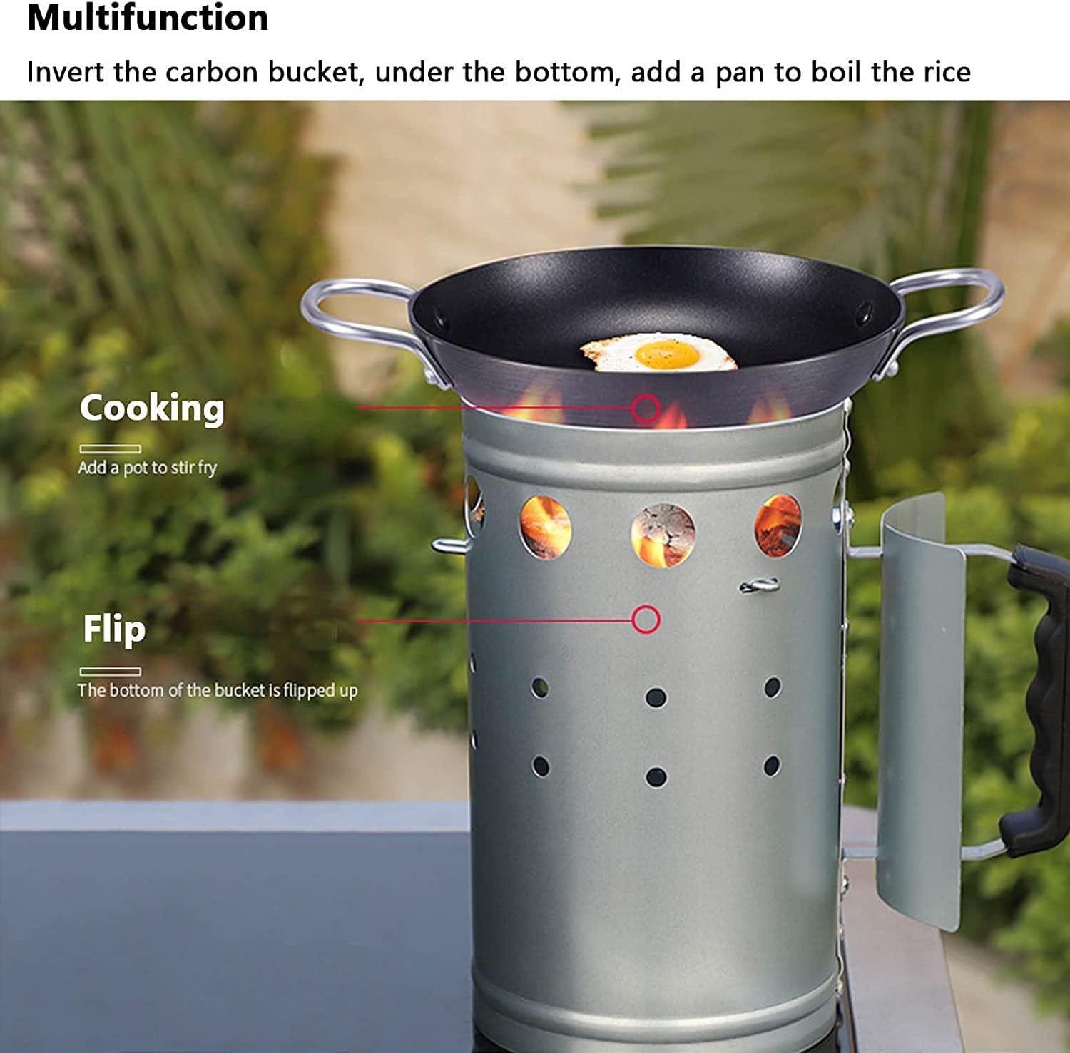 Charcoal Chimney Lighter Heavy Charcoal Chimney Starter Chimney Grill Starter with Vent Portable BBQ Fan Air Blower Outdoor Cooking Charcoal Barbecue Holder Accessories