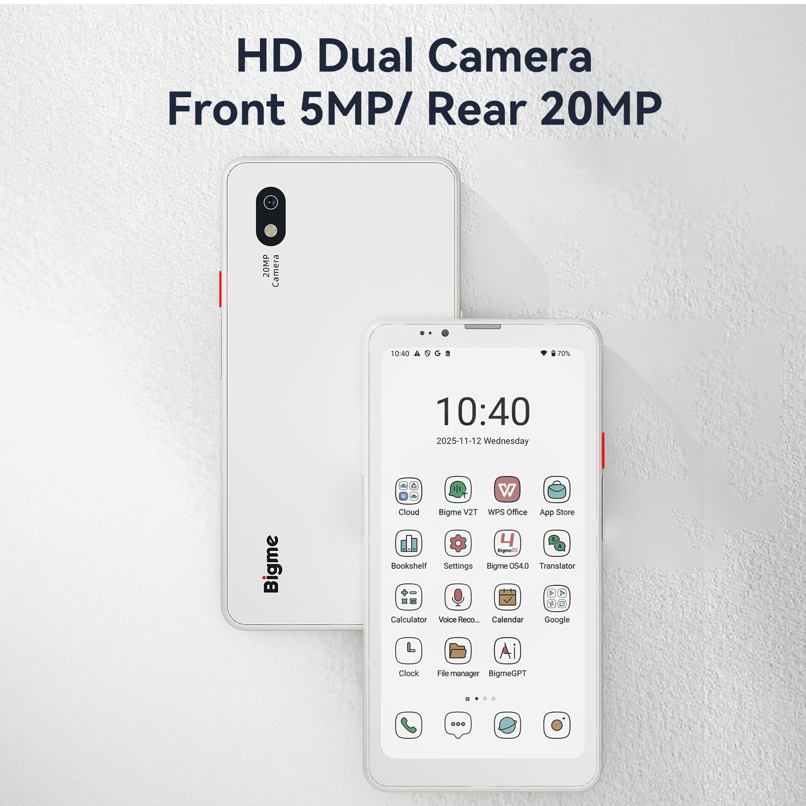 Bigme Hibreak Pro Color 6,13-Zoll-E-Paper-Bildschirm-Telefon, E-Book-Reader| 300ppi HD Eye-Care Display | Open Android 14 | 8GB RAM + 256GB Speicher | 5G All-Network + Dual SIM (Weiß)