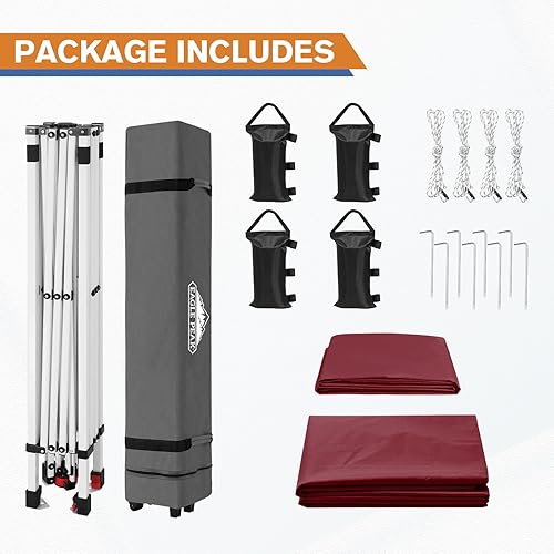 Miniatura 9 de EAGLE PEAK Tienda de campaña desplegable con 1 pared lateral, tienda de campaña para eventos de fácil instalación, sombra para exteriores, bolsa de
