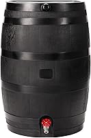 RTS Home Accents 50-Gallon Flat Back ECO Rain Barrel - 100% Recycled Plastic, UV-Resistant, Black Water Collector
