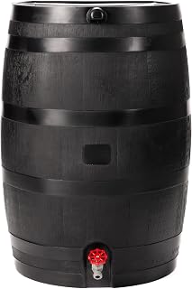 RTS Home Accents 50-Gallon Flat Back ECO Rain Barrel - 100% Recycled Plastic, UV-Resistant, Black Water Collector