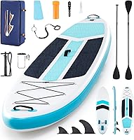 Majnesvon Extra Wide Inflatable Paddle Board SUP: 400lb Capacity, Stable for Adults & All Levels, Complete Kit with Backpack, Pump, Fins