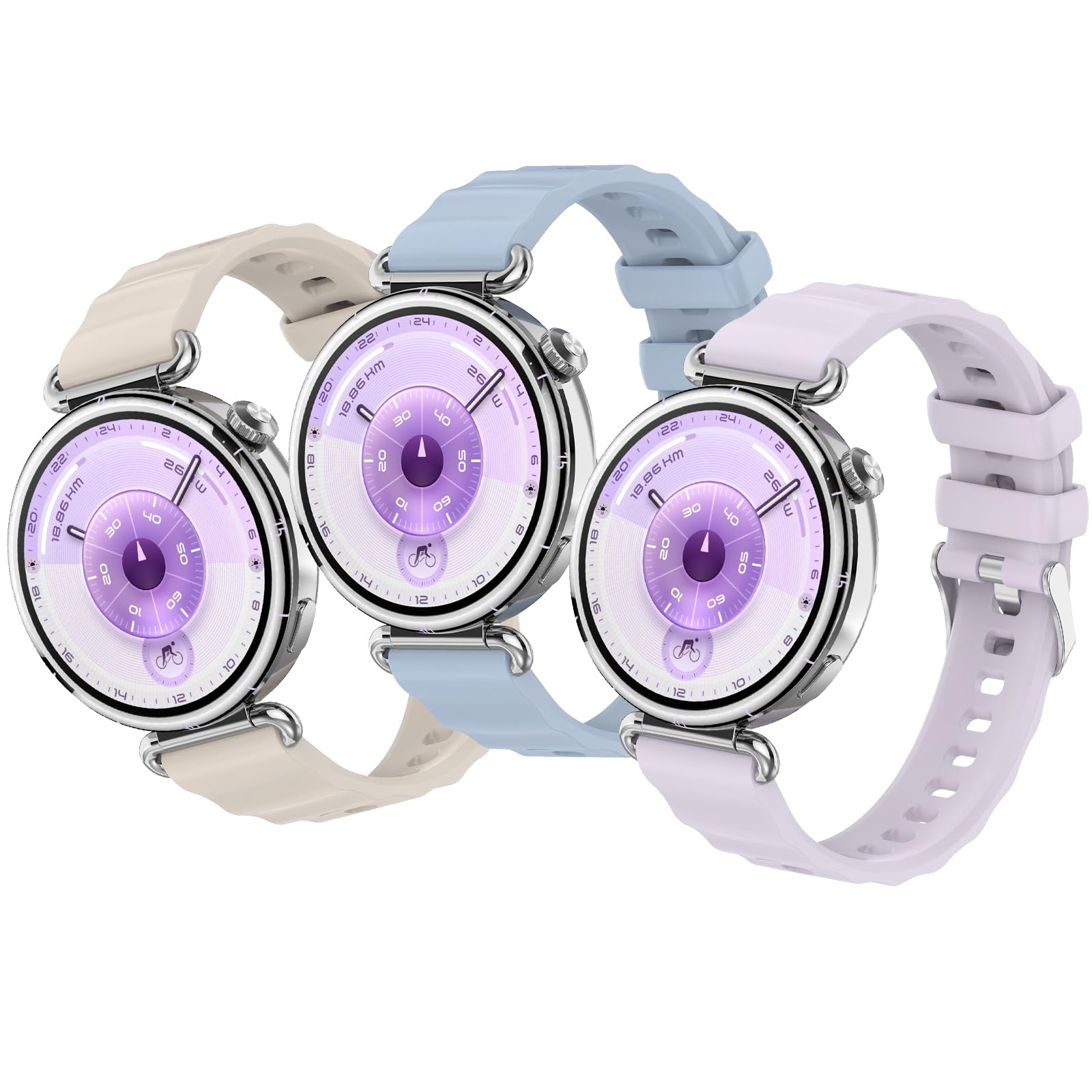 3 Wristbands Compatible with Huawei Watch GT 6/5/4 41mm, GT5 Pro 42mm Silicone Strap Waterproof, Sweatproof, Breathable, Durable Replacement Sports Straps for Women