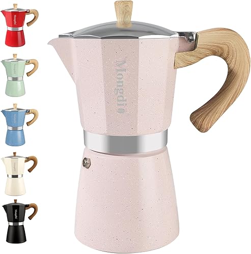 Miniatura 25 de Mongdio Cafetera de café expreso Moka Pot, cafetera cubana, cafetera de estufa Moka Italian Espresso Greca, cafetera percoladora, 3 tazas de Negro
