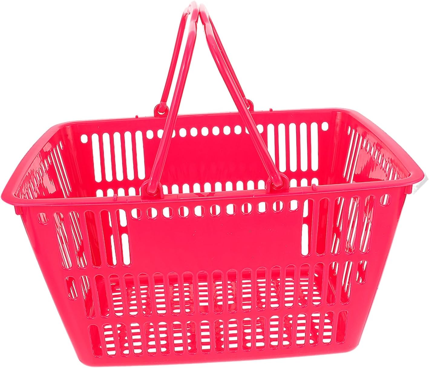 1pc Portable Plastic Shopping Basket Handheld Grocery Storage Basket for Supermarket Home and Dormitory Lightweight and Convenient Design Rose Red