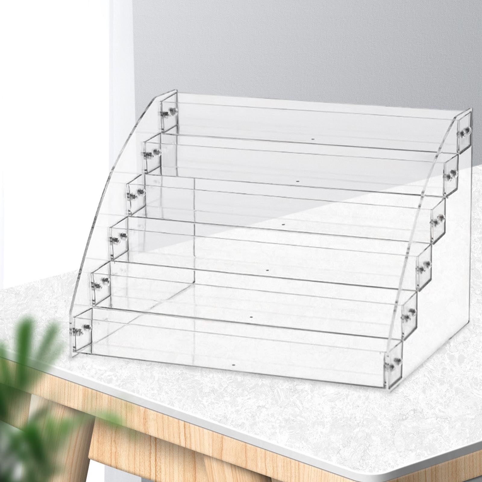 Qianly Porte-cartes de Visite Support de Cartes de Visite Organisateur de Nom Distributeur Acrylique Multi-niveaux Transparent Facile à Assembler Adapté Aux, 6 niveaux