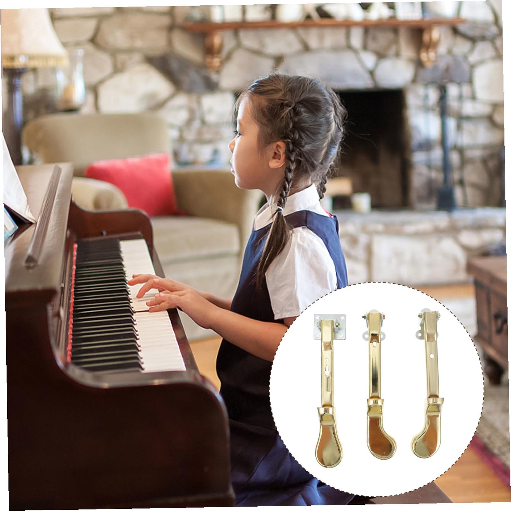 ERINGOGO 3 pezzi Pedali Piano in Metallo Premium per Pianoforte Verticale Accessori Resistente e Design Elegante Pedalini Dorati per Pianisti Professionisti e Appassionati