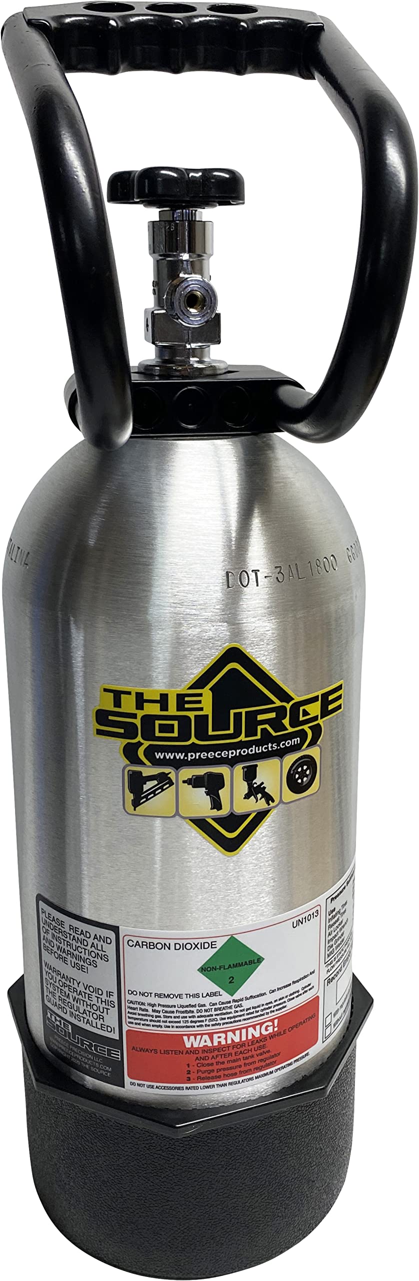 10 lb Co2 Carbon Dioxide Cylinder with Protective Regulator Carry Handle, Brushed Aluminum Finish, Tank Boot Included for Off Road OVERLAND Tire