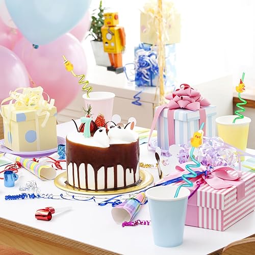 Miniatura 7 de 24 popotes de pato para fiestas de cumpleaños, con 2 cepillos de limpieza, pajitas de plástico reutilizables para fiestas de cumpleaños de niños, 8