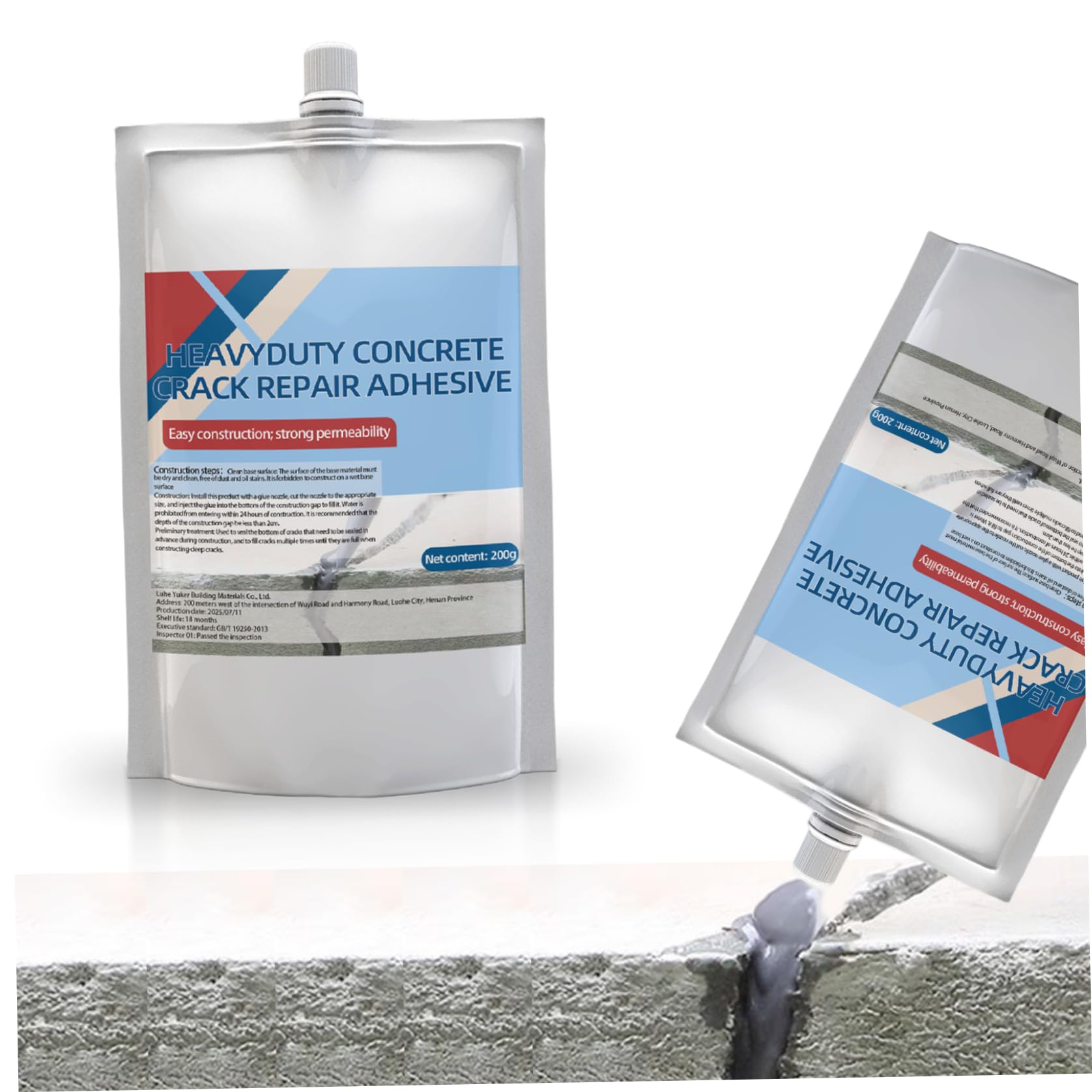 Awnsimfreien White Cement Crack Filler Outdoor, Concrete Caulking Adhesive 200Ml Heavy Duty Concrete Crack Repair Adhesive Waterproof Cement Filler Outdoor For Home Repairs, Caulking