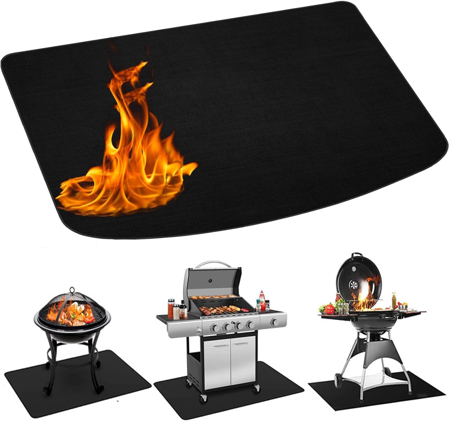 Tekmio Under Grill Mats Fire Pit Mat, 24 x 42 inch Hearth