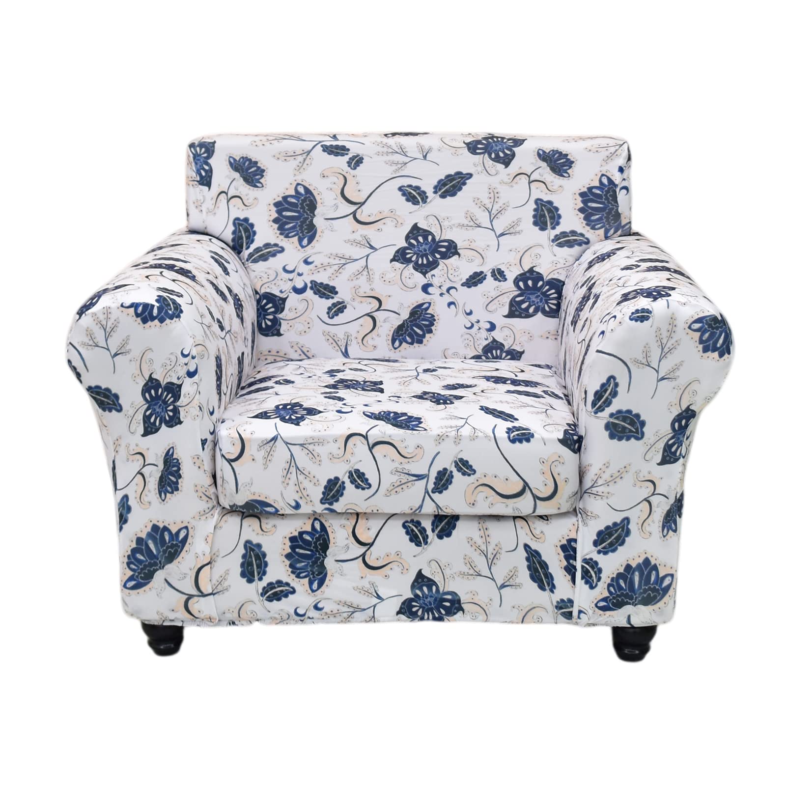 NILUOH 2-Piece Chair Covers Stretch Printed Armchair Cover with Separate Seat Cushion Floral Pattern Sofa Slipovers Chair Couch Cover with Arms Furniture Protector for Living Room (Color 01)